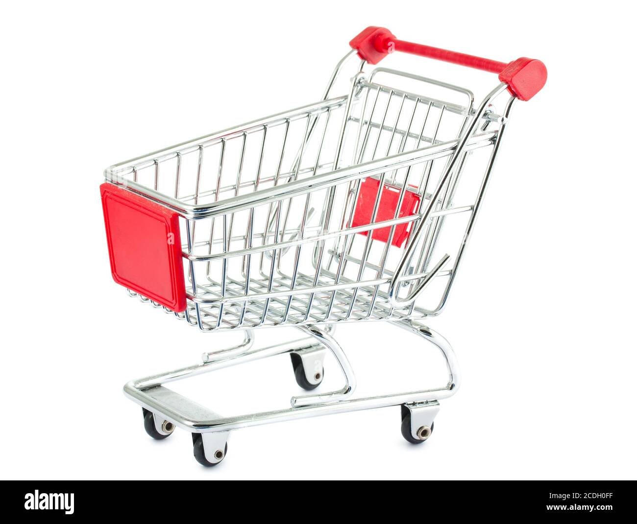 Shopping cart with red handle Stock Photo Alamy