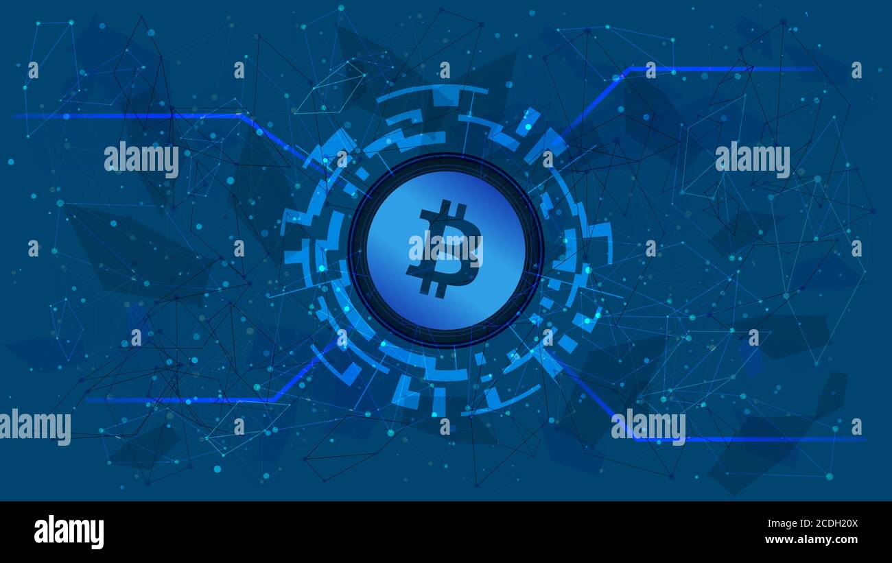 Bitcoin token symbol in a digital circle with a cryptocurrency theme on a  blue background. BTC coin icon. Digital gold for website or banner Stock  Vector Image & Art - Alamy