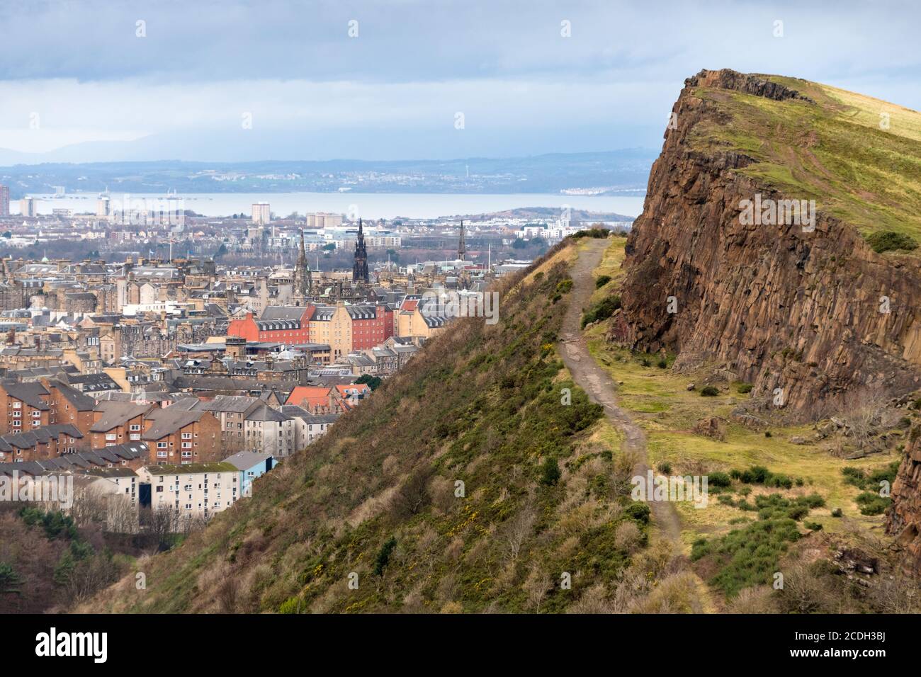 Part of Edinburgh as seen from the Holyrood Park, Edinburgh, Scotland Stock Photo