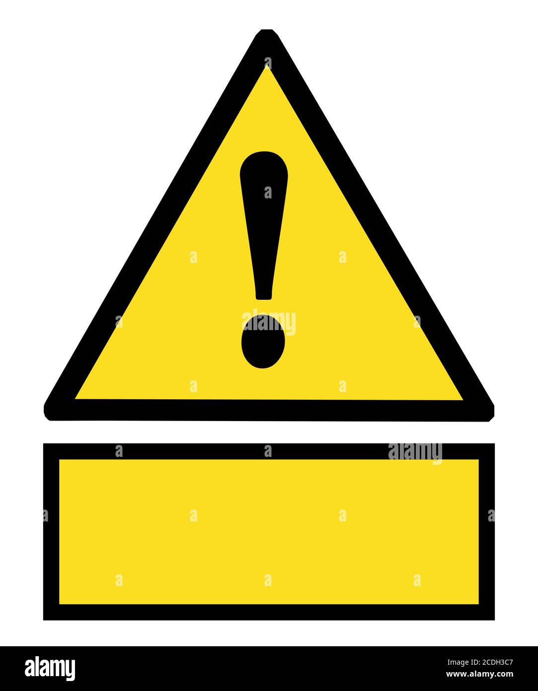 yellow sign triangle danger symbol and exclamation point mark with empty yellow banner copy space for text, symbol on object on white background Stock Photo