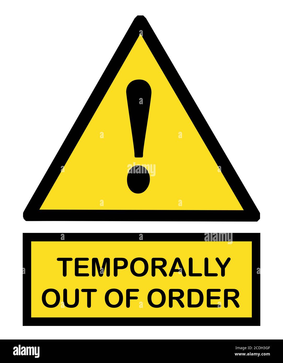 Temporarily out of order yellow warning sign Stock Photo