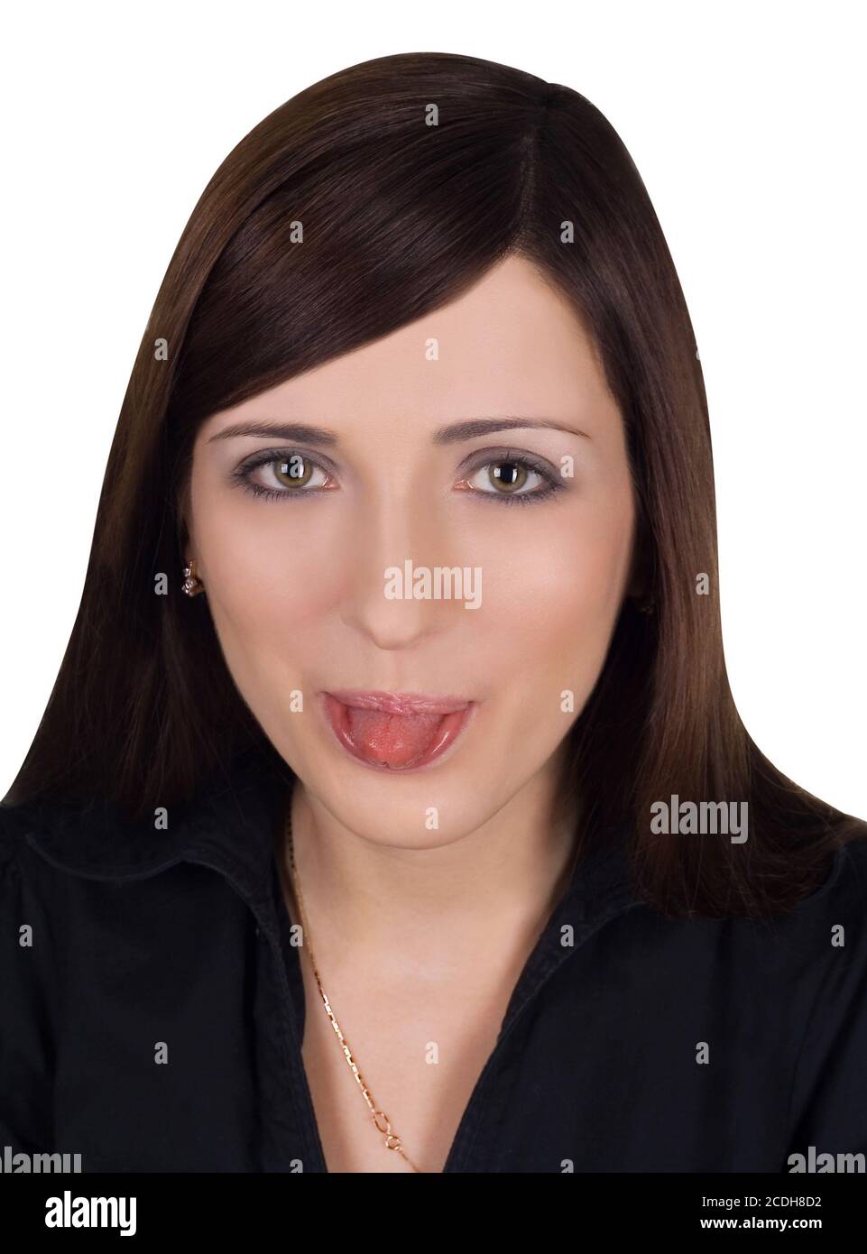 Beaty girl sticking out her tongue Stock Photo