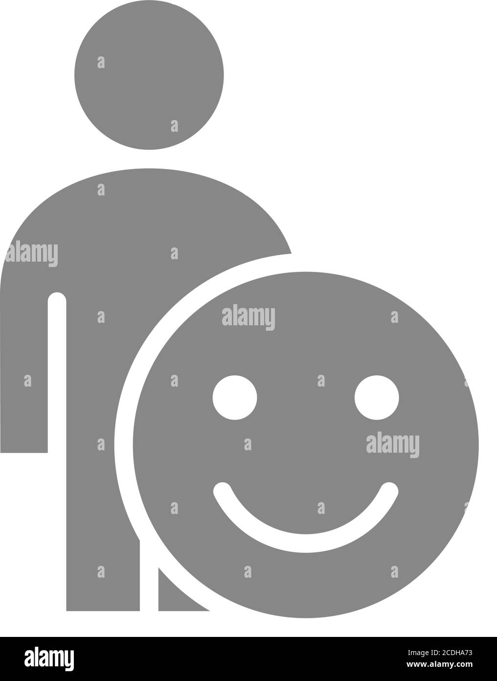 Human with positive emotions gray icon. Happy, success face symbol Stock Vector