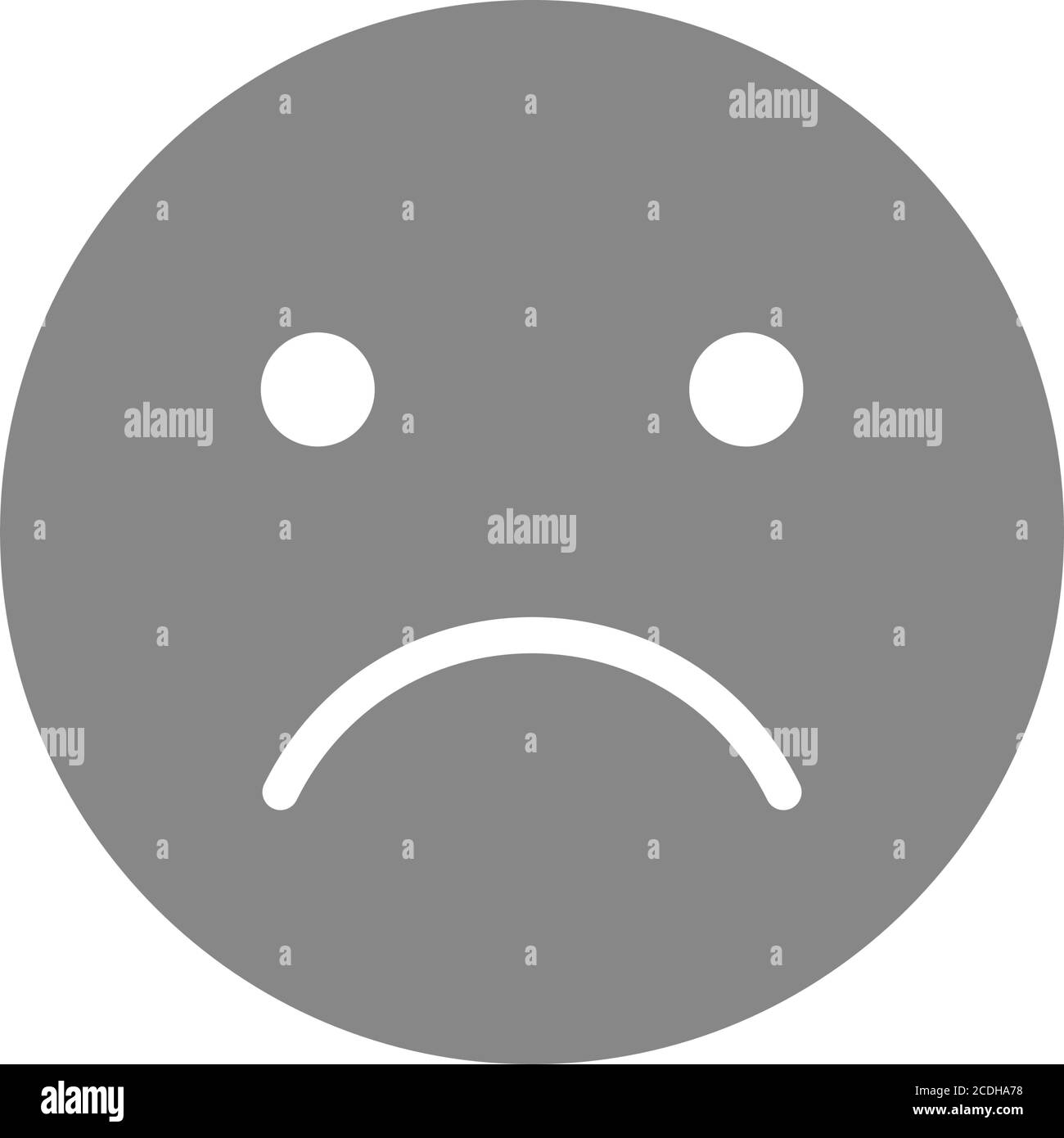 Unhappy emoji gray icon. Upset, unsatisfied, face symbol. Stock Vector