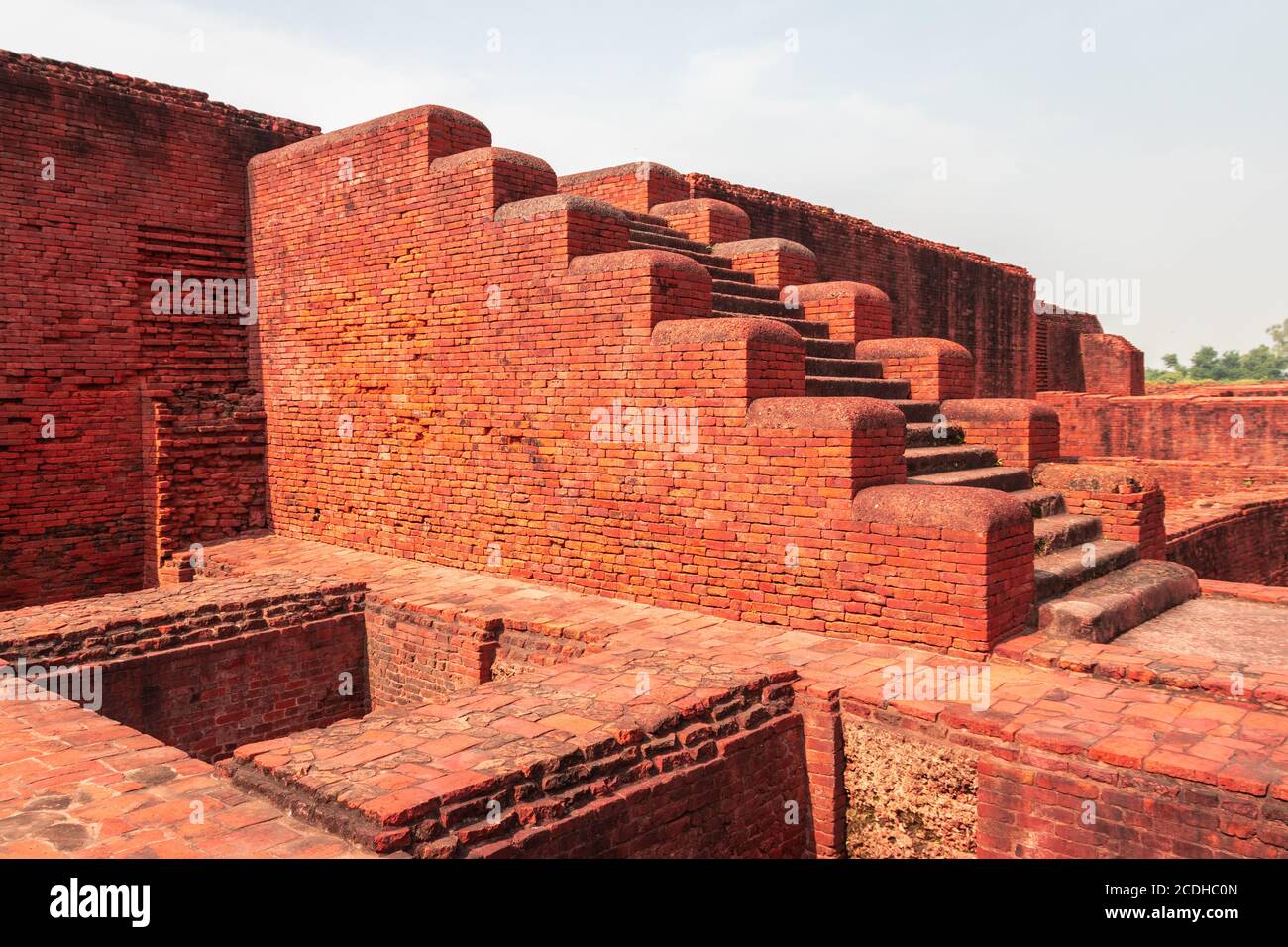 the ruins of nalanda image is taken at nalanda bihar india. it was a massive Buddhist monastery in the ancient kingdom of Magadha. It was a center of Stock Photo