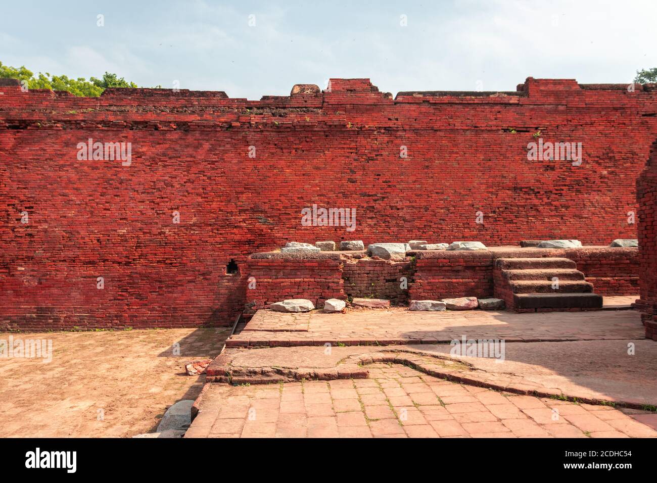 the ruins of nalanda image is taken at nalanda bihar india. it was a massive Buddhist monastery in the ancient kingdom of Magadha. It was a center of Stock Photo