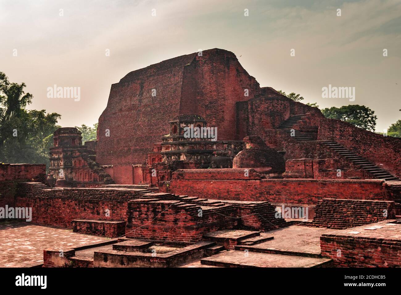 the ruins of nalanda image is taken at nalanda bihar india. it was a massive Buddhist monastery in the ancient kingdom of Magadha. It was a center of Stock Photo