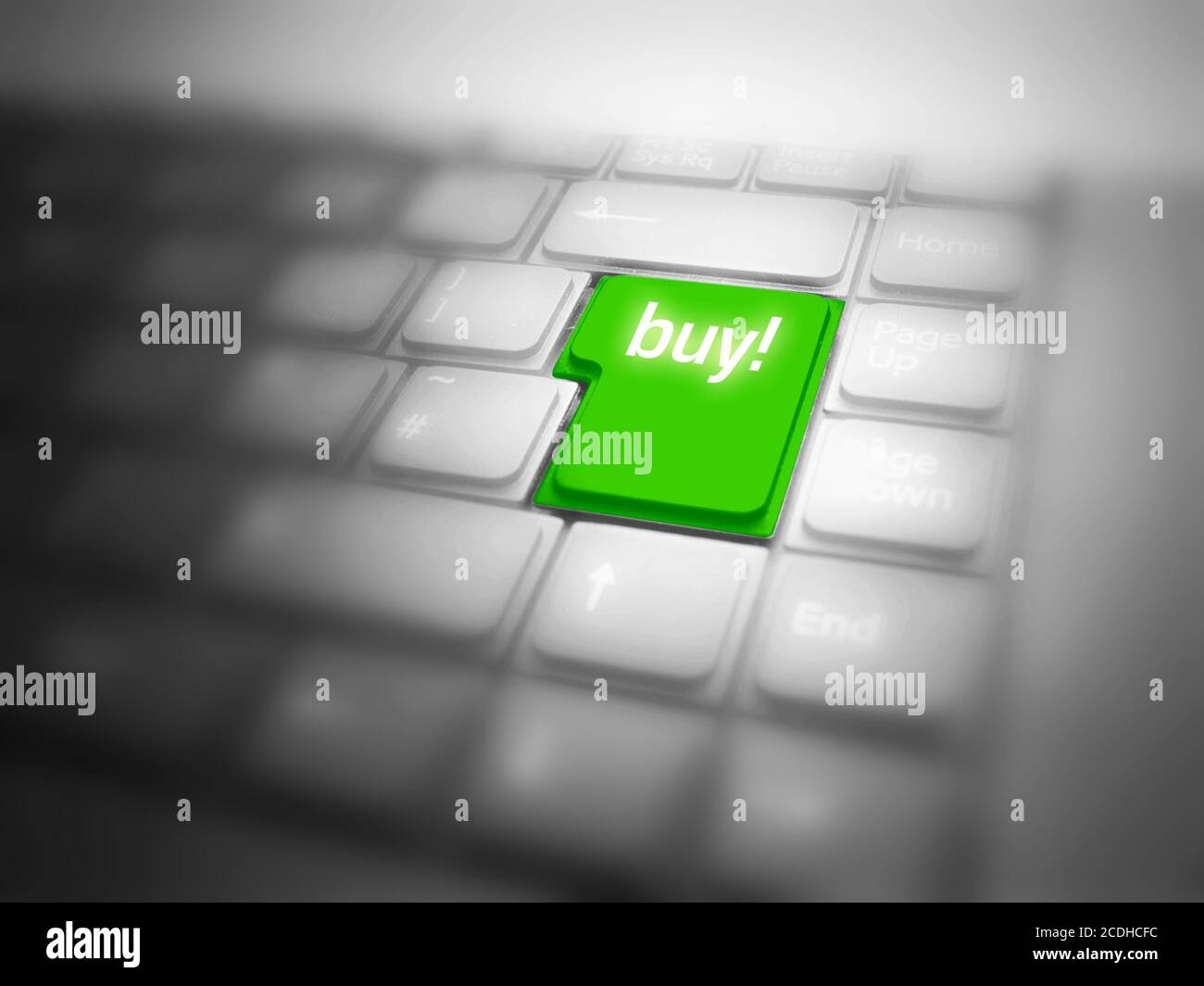 Green BUY! button. Internet shopping conceptual image Stock Photo