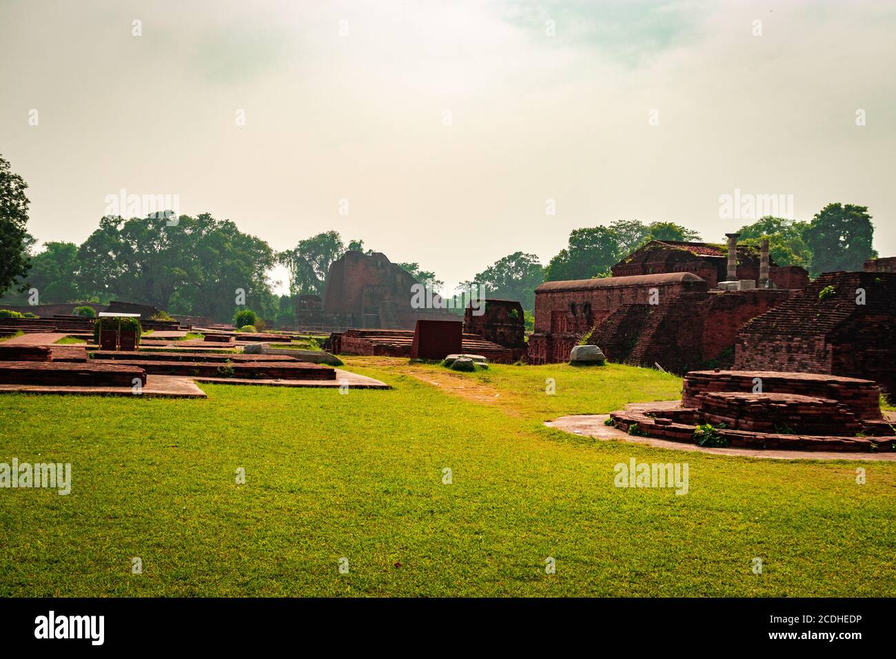 the ruins of nalanda image is taken at nalanda bihar india. it was a massive Buddhist monastery in the ancient kingdom of Magadha. It was a center of Stock Photo