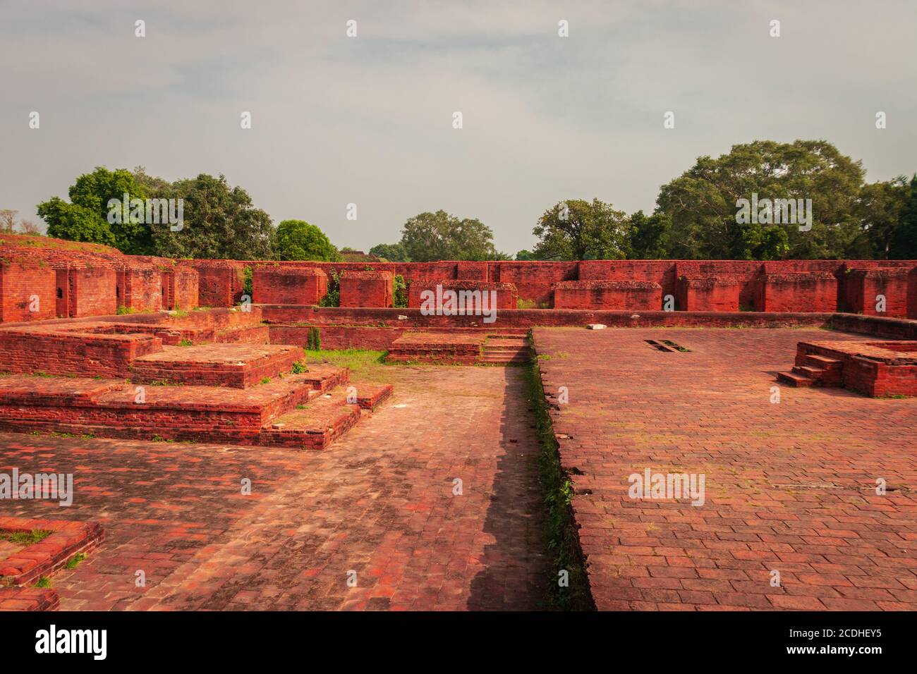 the ruins of nalanda image is taken at nalanda bihar india. it was a massive Buddhist monastery in the ancient kingdom of Magadha. It was a center of Stock Photo