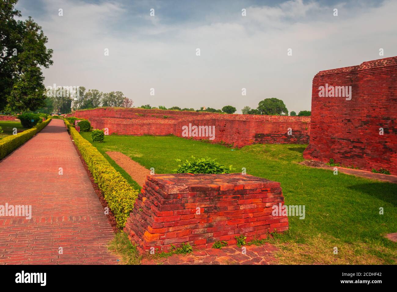 the ruins of nalanda image is taken at nalanda bihar india. it was a massive Buddhist monastery in the ancient kingdom of Magadha. It was a center of Stock Photo