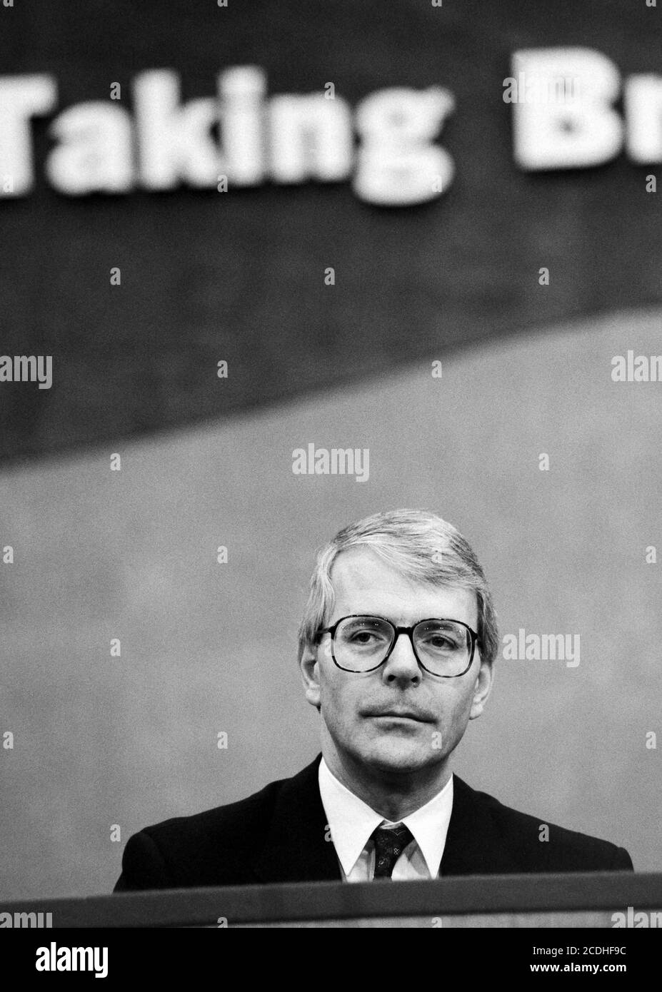 The Prime Minister John Major MP listens to a speeches  during Conservative Party Conference at Brighton International Centre. 06 October 1992. Photo: Neil Turner Stock Photo