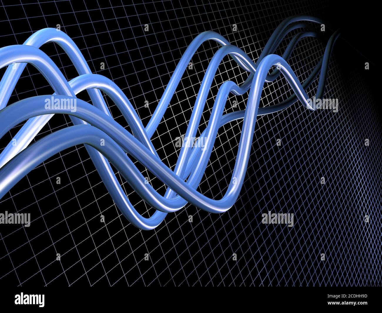 abstract pipes dissecting space and going away to Stock Photo