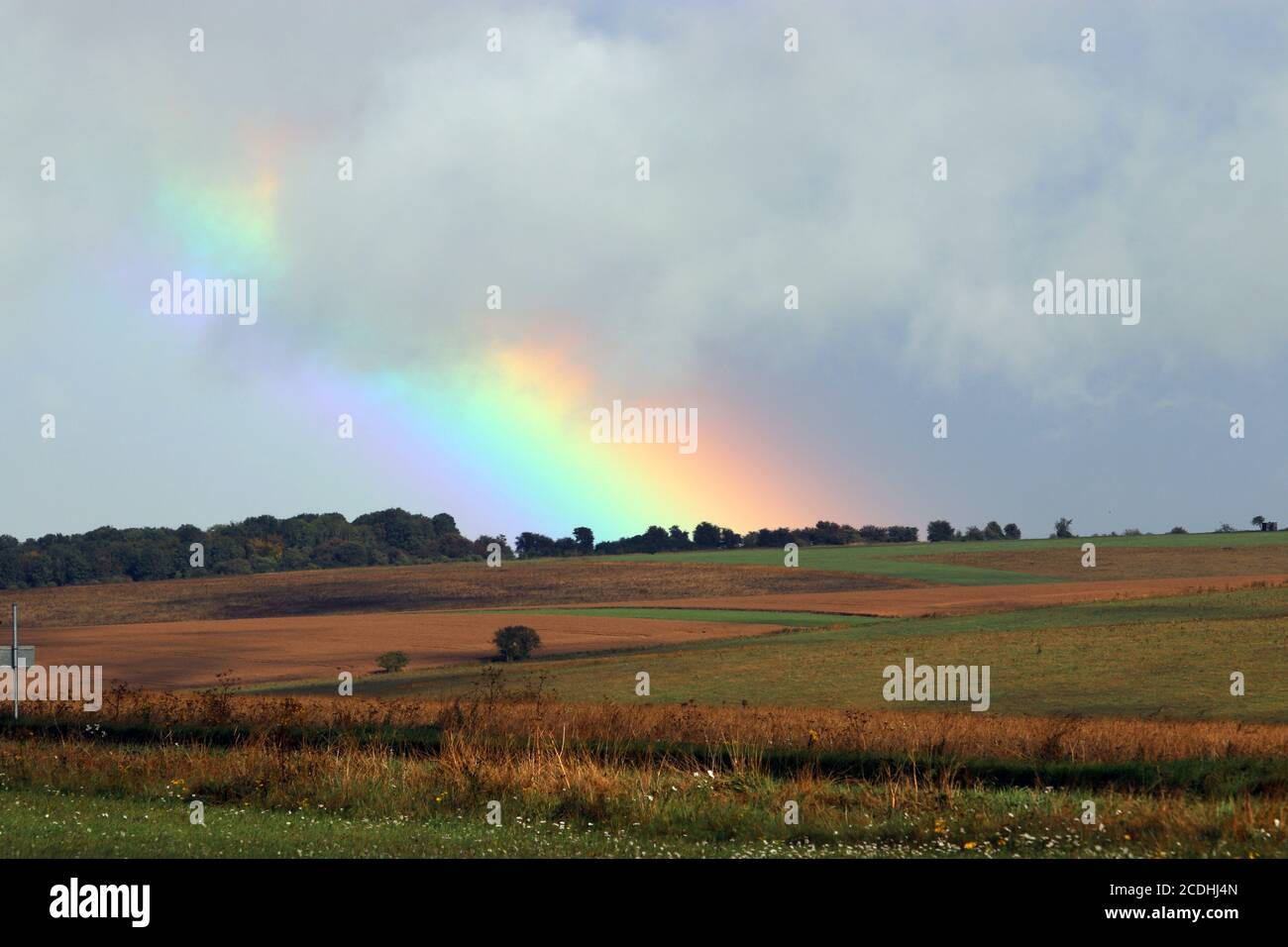 A Rainbow over Saisbury Plain Stock Photo