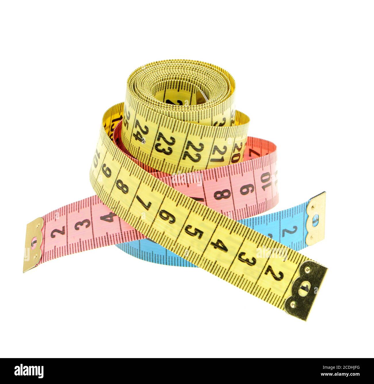 Tailors tape measure cut out against a white background. Blue measuring  tape Stock Photo - Alamy