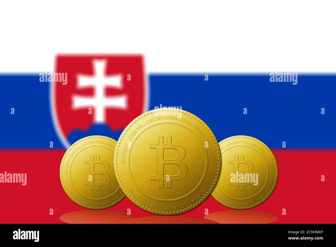 Three Bitcoins cryptocurrency with Slovakia flag on background Stock Photo  - Alamy