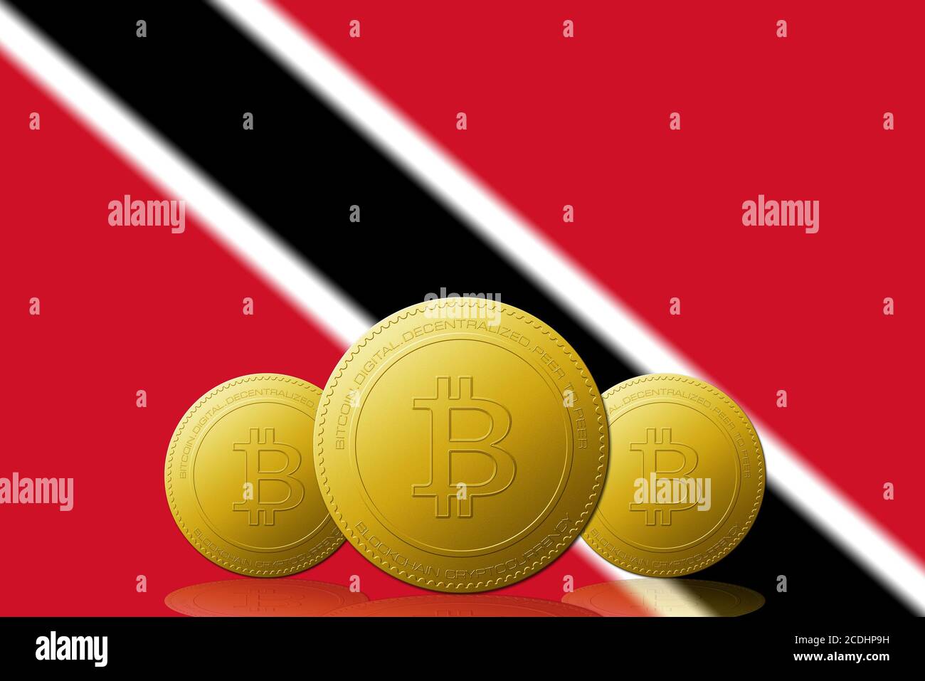 Three Bitcoins cryptocurrency with Trinidad and Tobago flag on background  Stock Photo - Alamy