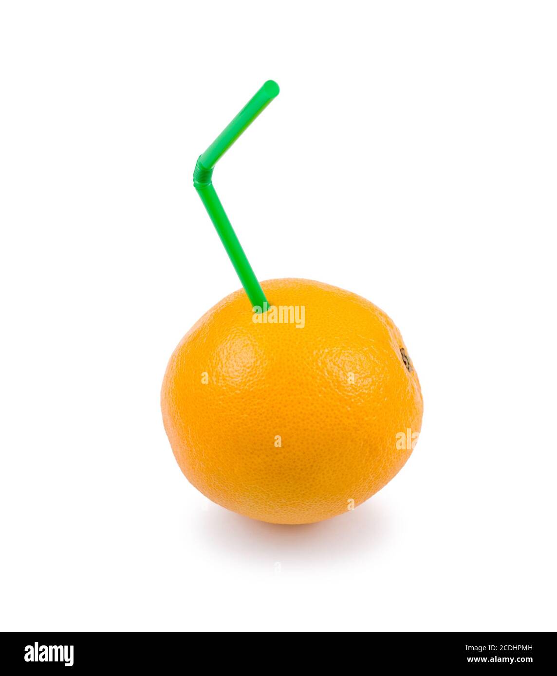 orange with drinking straw Stock Photo