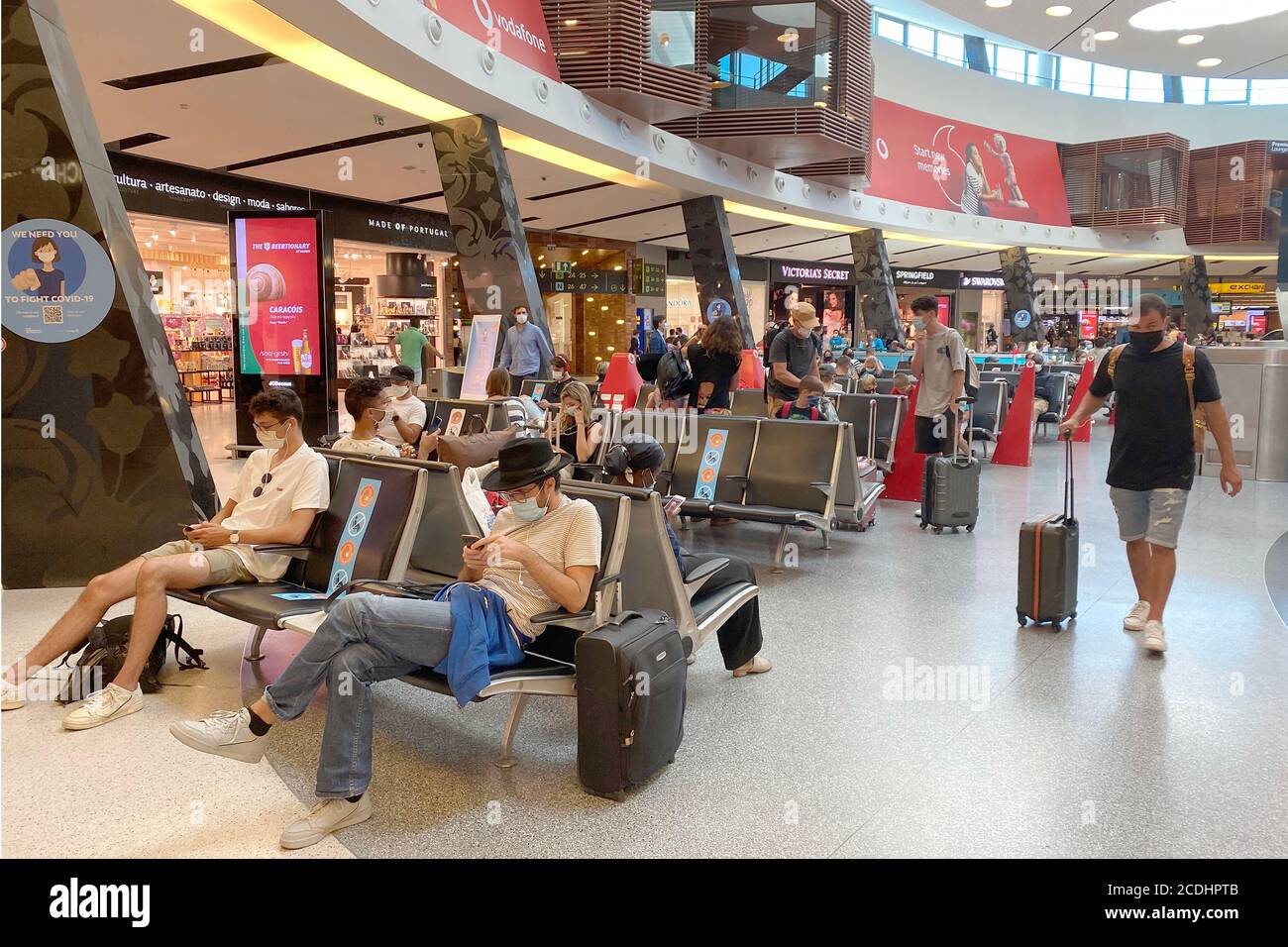 Lisbon, Portugal. 24th Aug, 2020. Flying in times of the coronavirus pandemic, air travelers