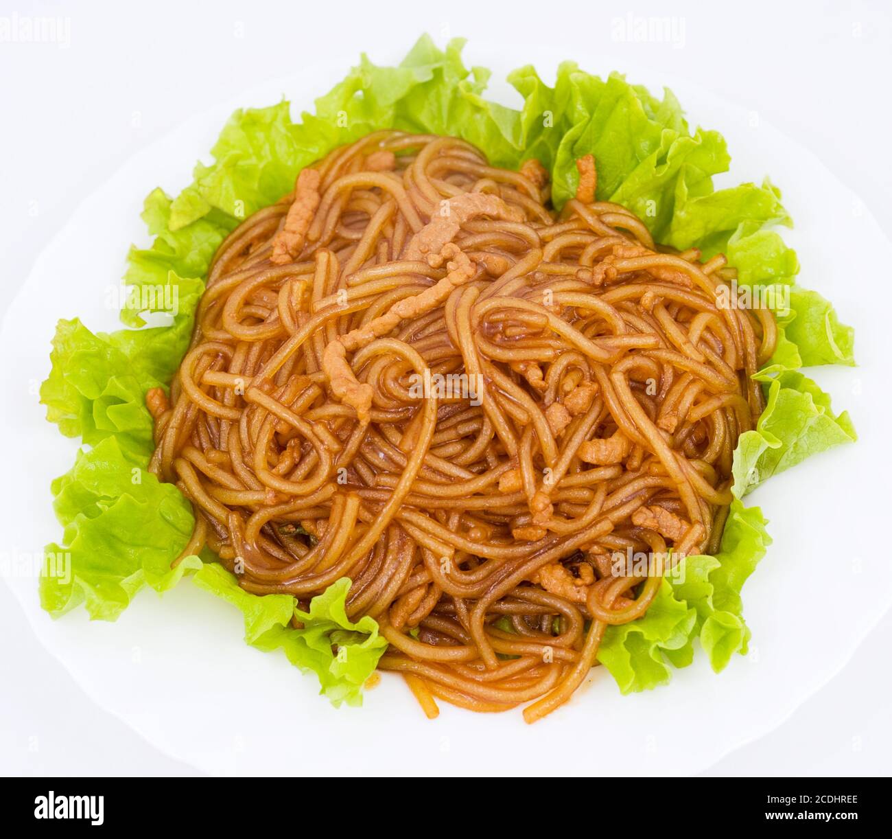 noodles and meat in sour sweet sauce Stock Photo