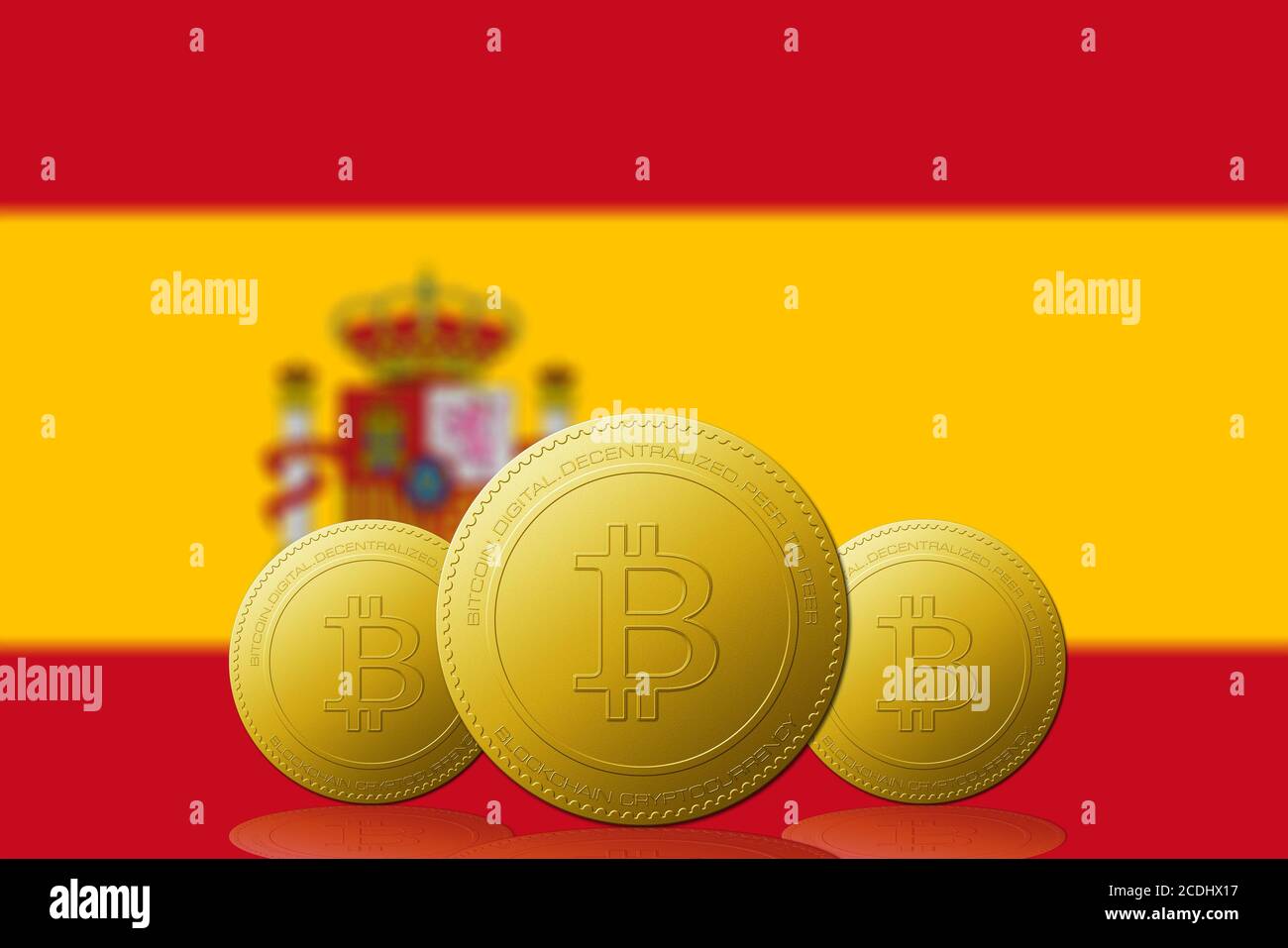 Spain flag on a bitcoin cryptocurrency coin. 3D Rendering Stock Photo -  Alamy