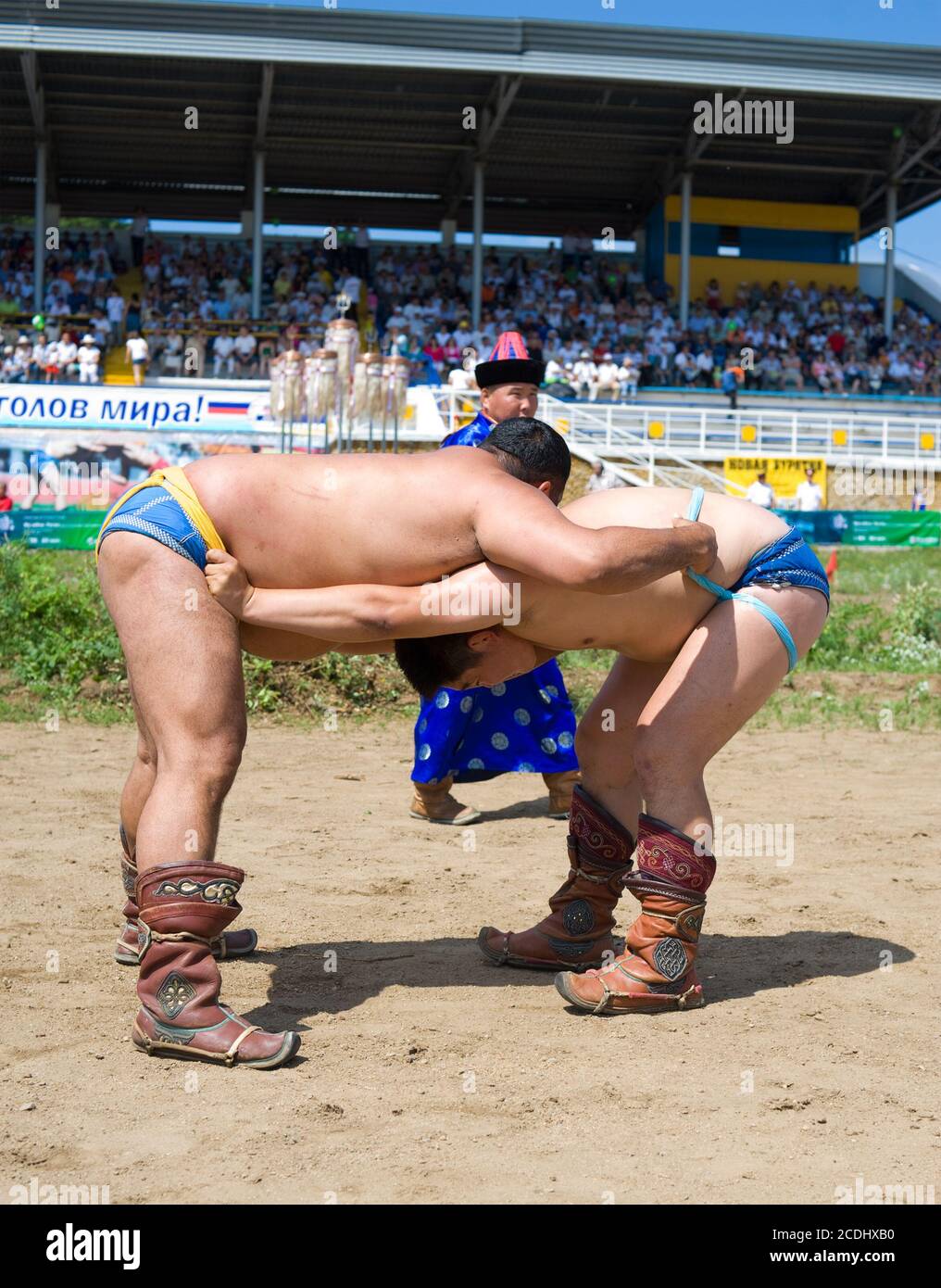 Buryat (Mongolian) wrestlers Stock Photo
