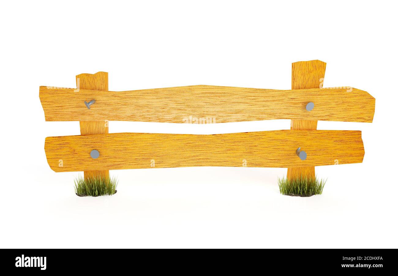 yellow wooden fence on a white background Stock Photo