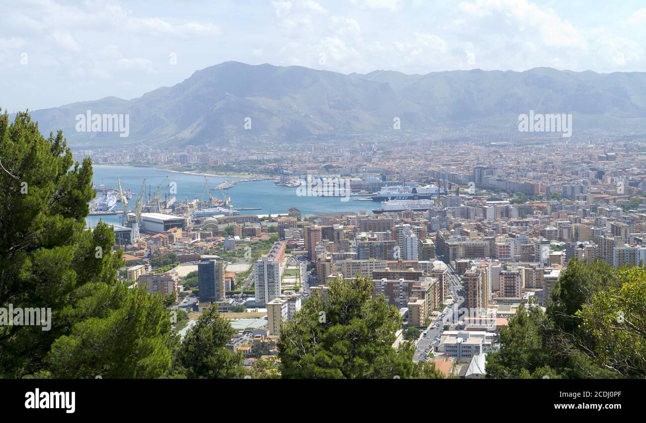 View from Monte Pellegrino at Palermo Stock Photo