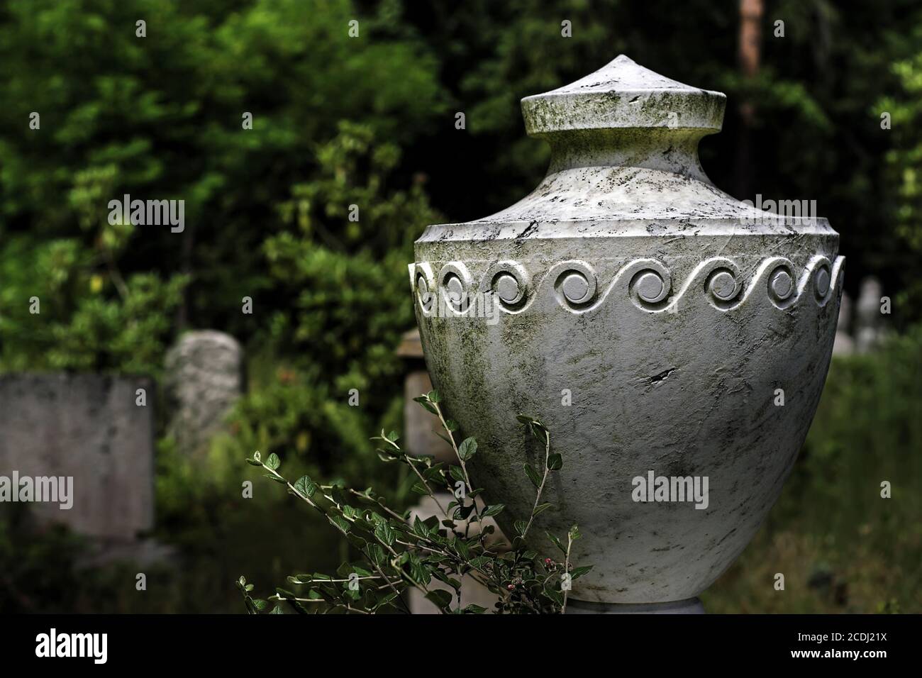 Marble urn in a cemetery Stock Photo Alamy
