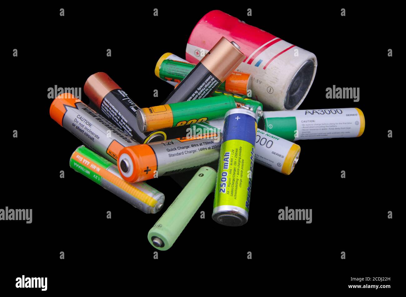 Group of different size batteries Stock Photo Alamy