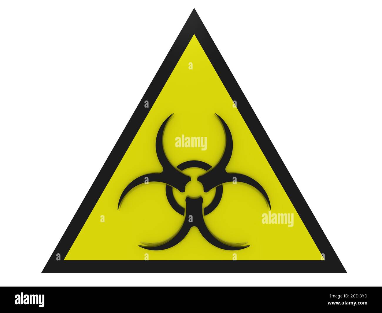 Biological hazard. The warning sign. Yellow warning sign with biological hazard symbol. Isolated. 3D illustration Stock Photo