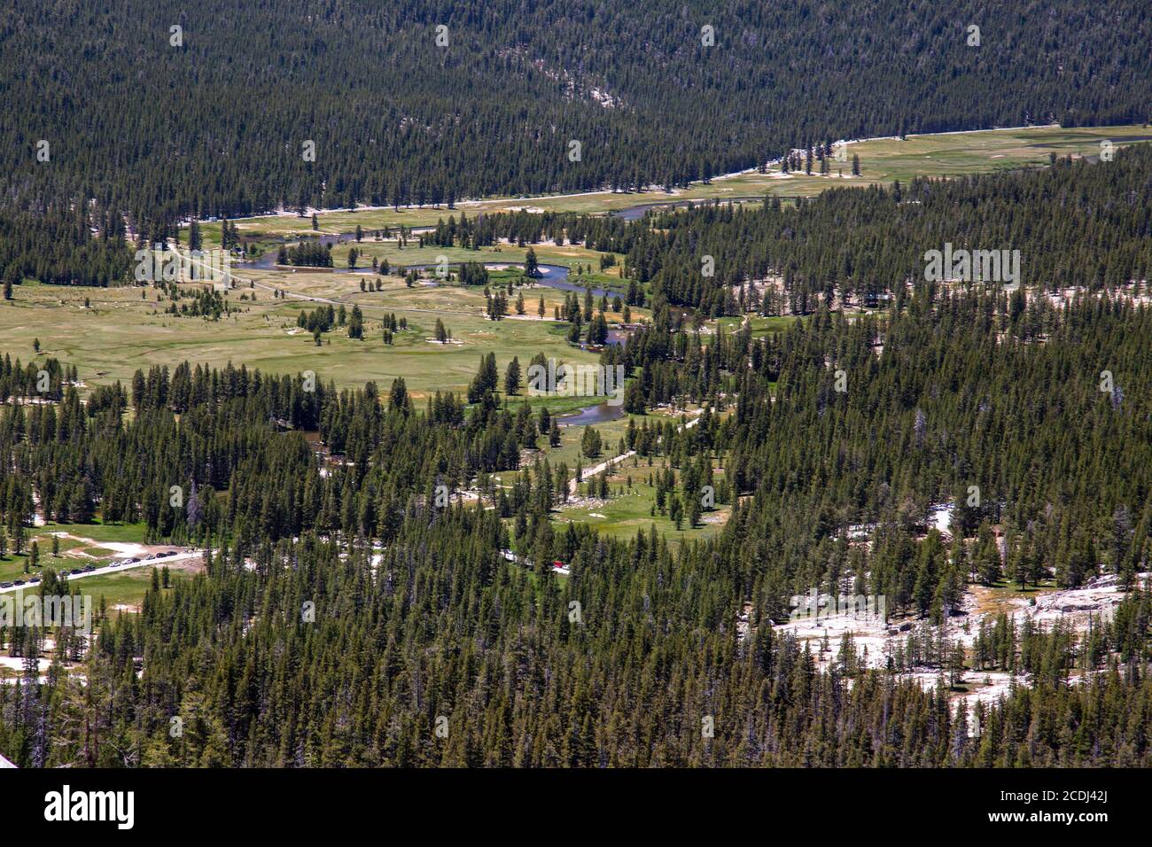 Yosemite Meadow seen from above Stock Photo