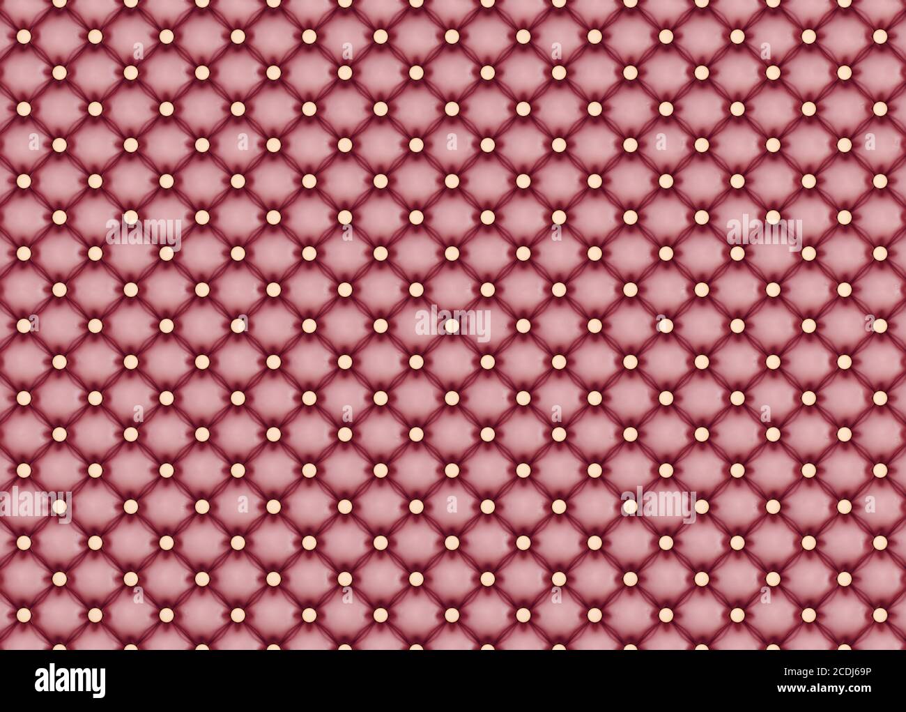 Pink leather panel with yellow buttons. Stock Photo