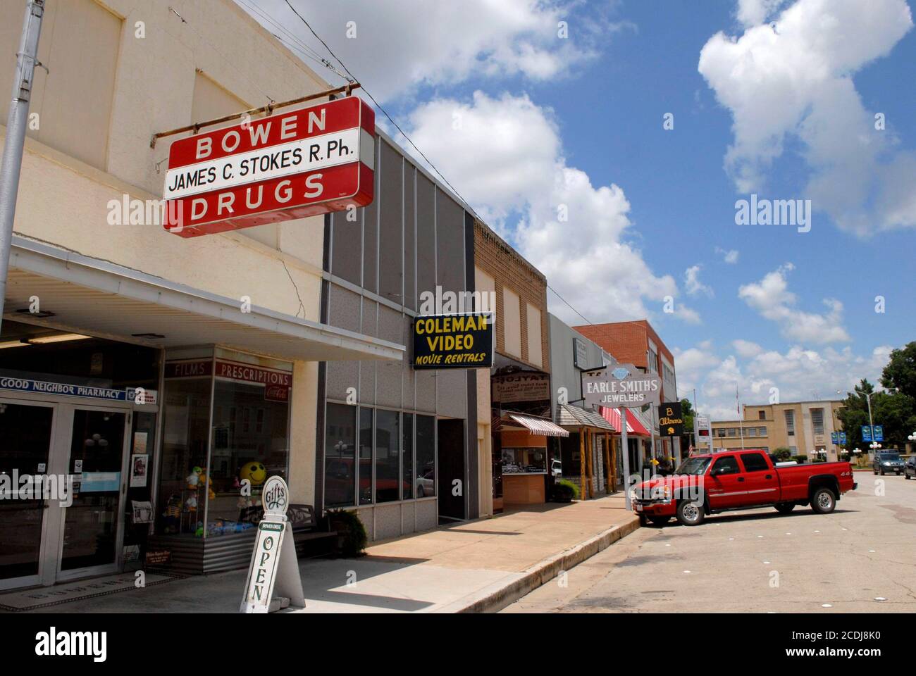 Coleman, TX July 25, 2007: downtown Coleman, TX seat of Coleman County, population 8,000 in north central Texas. ©Bob Daemmrich Stock Photo