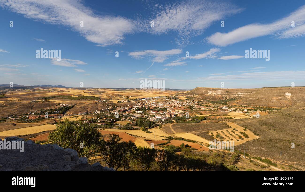 Panoramic view of Jadraque from the mediaval castle Stock Photo