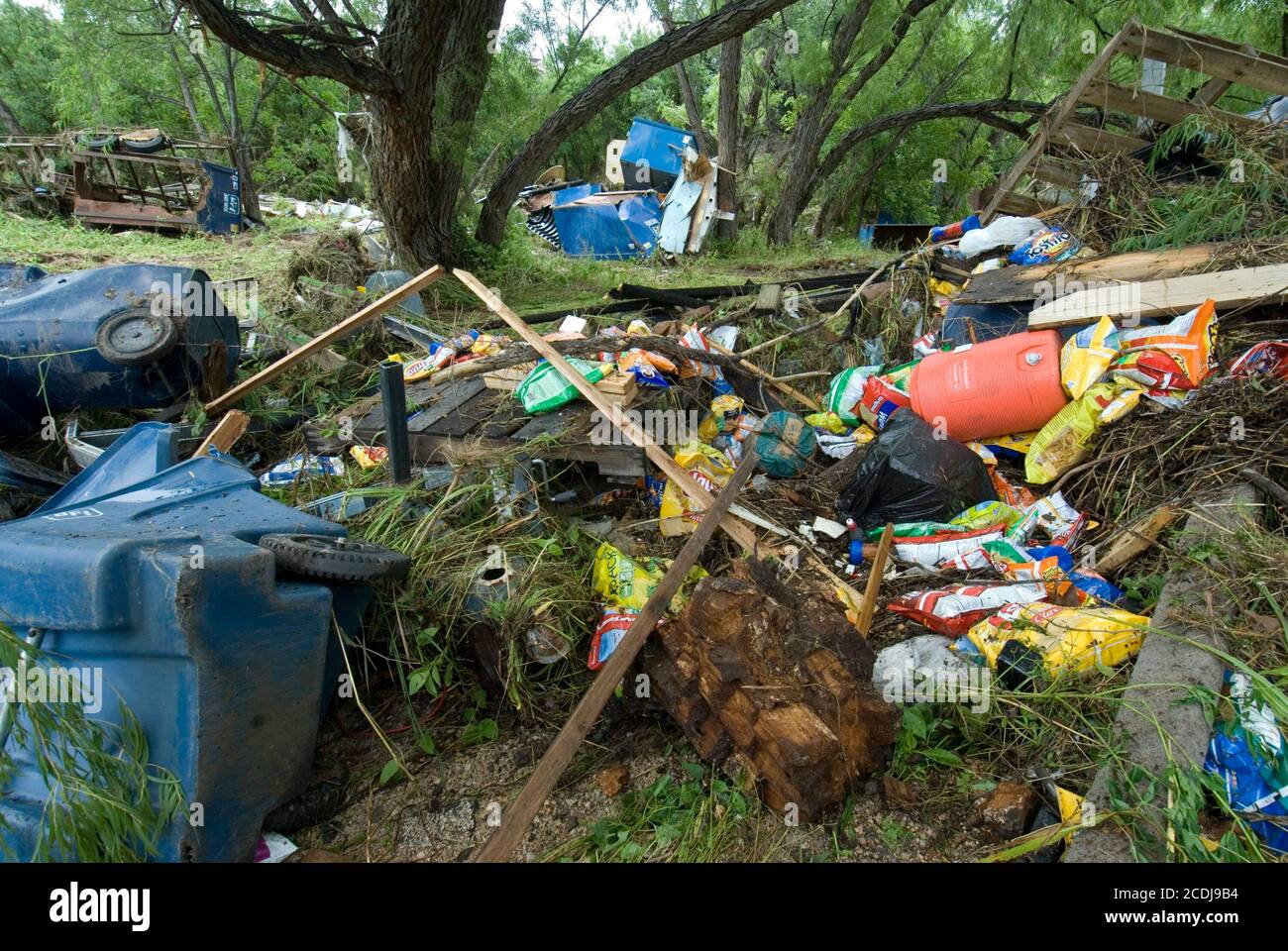 Marble Falls, TX June 28, 2007 Flood debris including potato chip bags