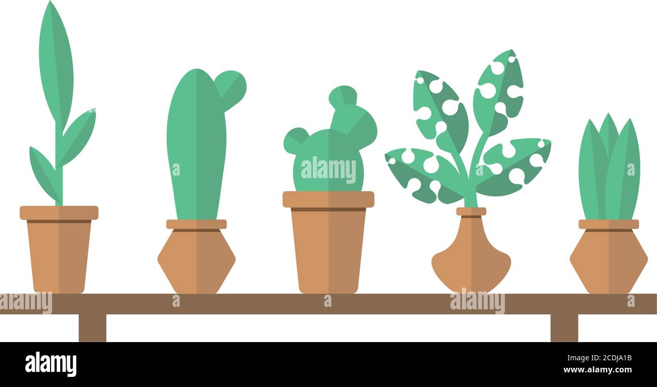 Plants collection set vector illustration, flat style Stock Vector