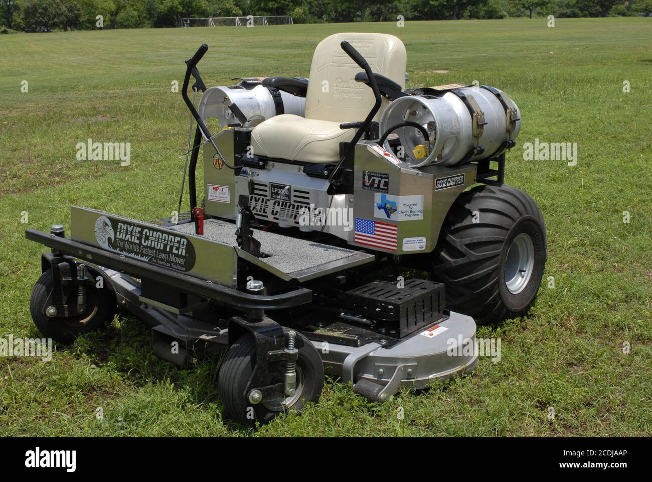Austin, Texas, USA, May 11, 2007: Commercial awn mower powered by propane on display to promote clean-powered vehicles. ©Bob Daemmrich Stock Photo