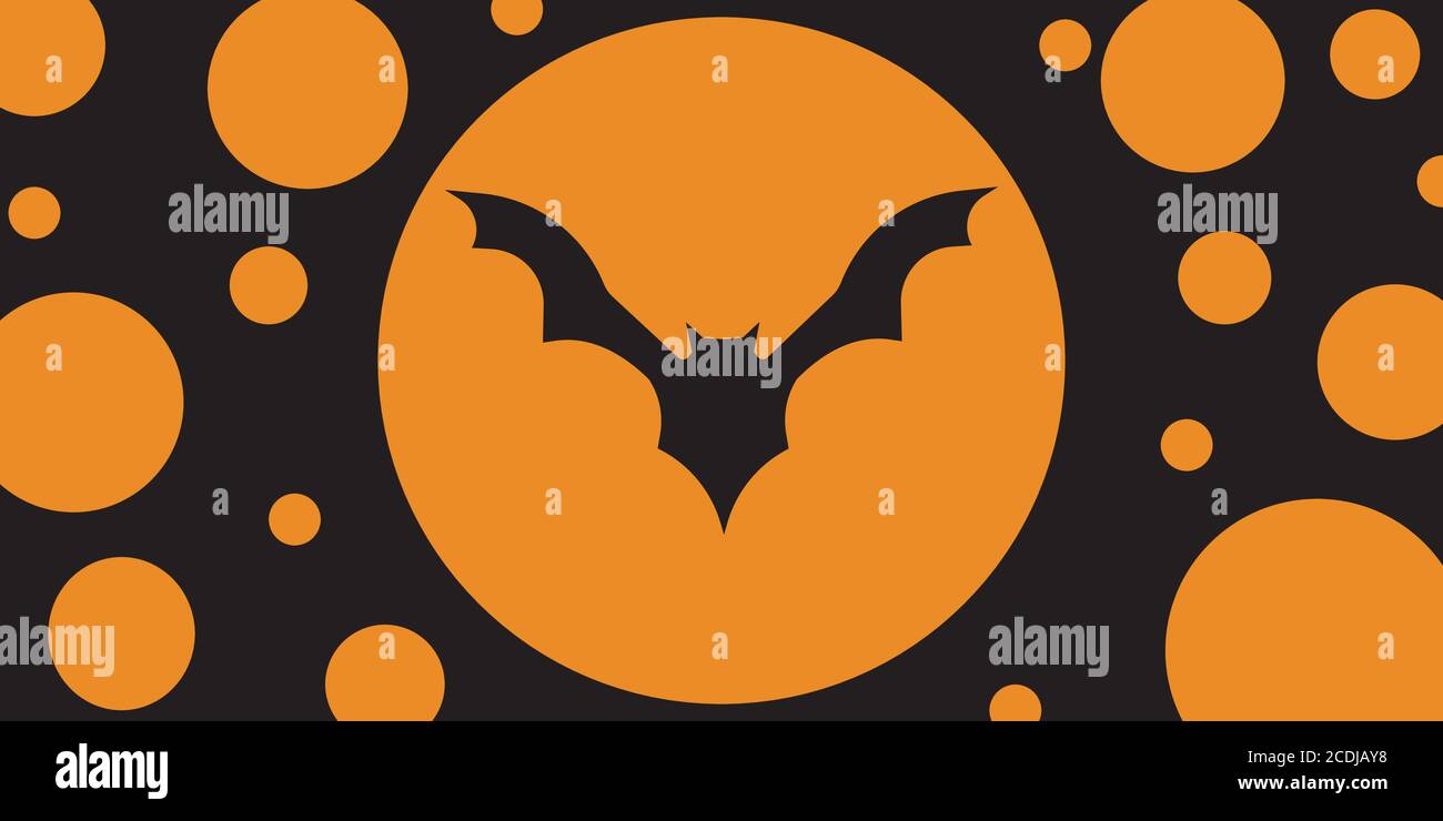 Bat Halloween background, flat style, vector illustration Stock Vector