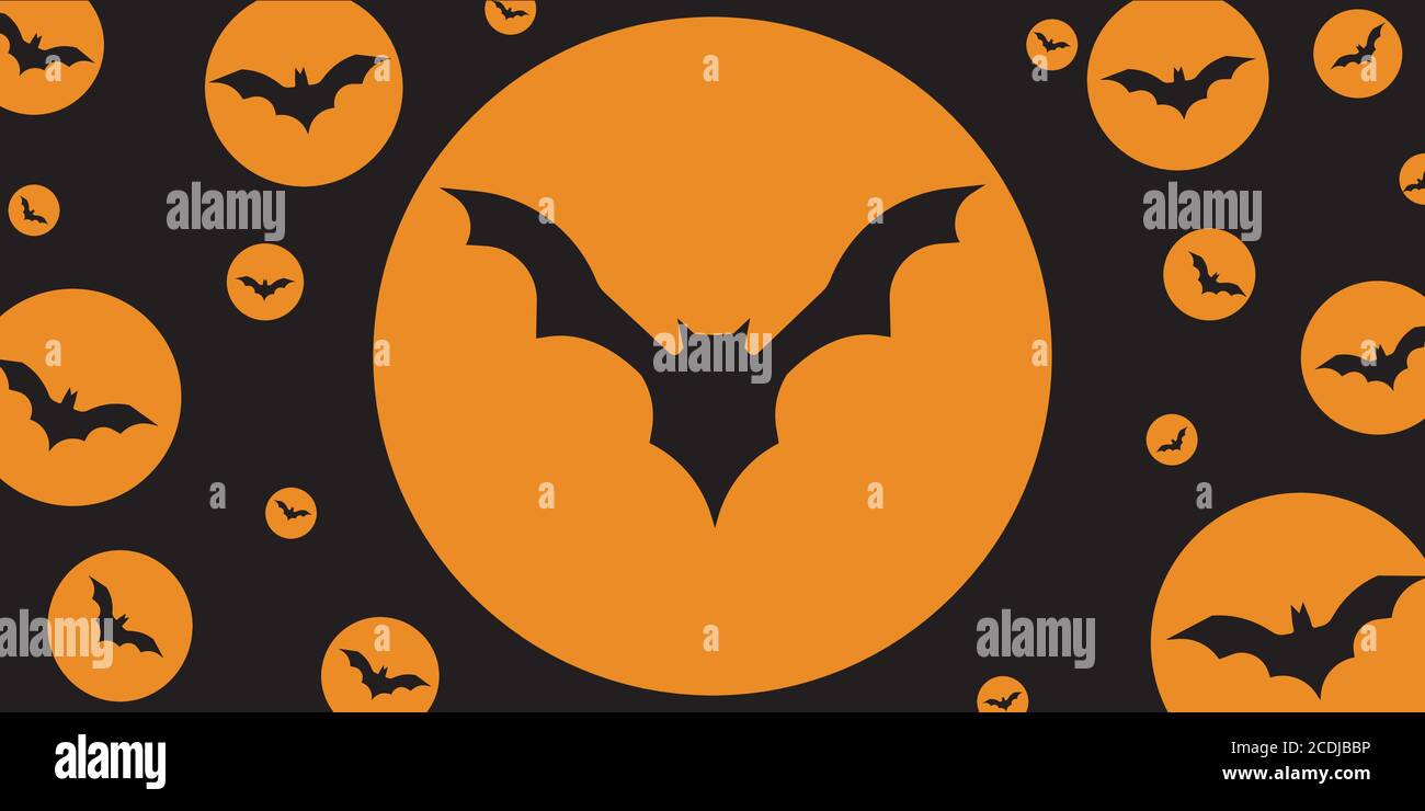 Bat Halloween background, flat style, vector illustration Stock Vector