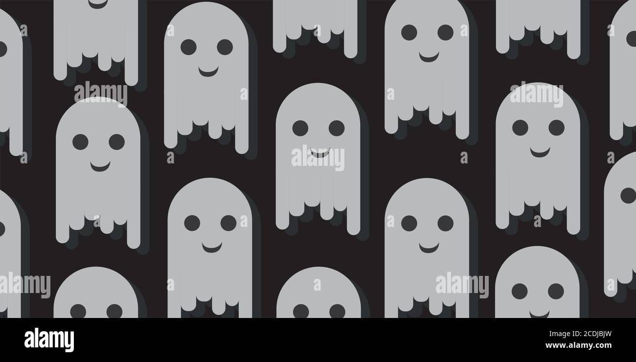 cute little ghost background wallpaper, vector illustration, flat style ...