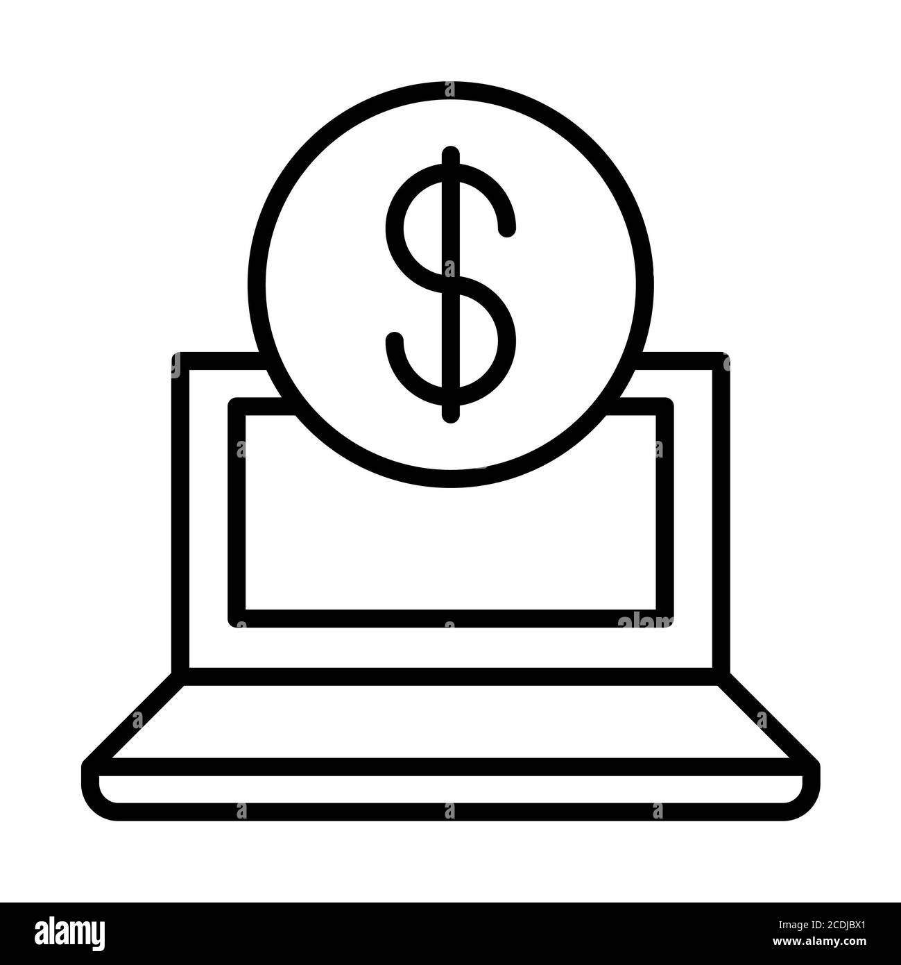 Money Desktop Banking Line Icons Stock Photo