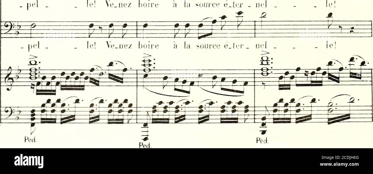 . Les Saintes Maries de la mer : légende de Provence, en 4 parties . .MARIE MADELEINE. y » »  la I ? MARIE SALOME. y A lar I .MARTHE. 0 m :^=F i SARAH. - la .ZL -T—r-A la f MARIE JACOBE. .ZL » 0 A la le Ne.lie/ b( ^^ é é 0 )ire a la -niiiee e.ler   iiel  ^ :* ^ * &gt;, » * 0 Y - Y I i ; -f- -# # r- ^ ifcS; -^f-t-. 155 m soiir -# P. P, 1^ ce (le Vf . ^F=^ y Kl s. m buur -P. * ff- ^^^ Cf (le o I»! V 1 f h-   VA m ^ soiir :fc=6 P P P If ce tu; e lé!. •1 :J Kt 1^-^ ^ #—-1* P= p r- r ff—^ suiir ^ ce ai ( •i - té! É Kt ^^^^^ tts hOlll ce de vé - ri . t(!. Kt m f Kt m f. Kt f Kl p; ^r Wl ^g^ Stock Photo