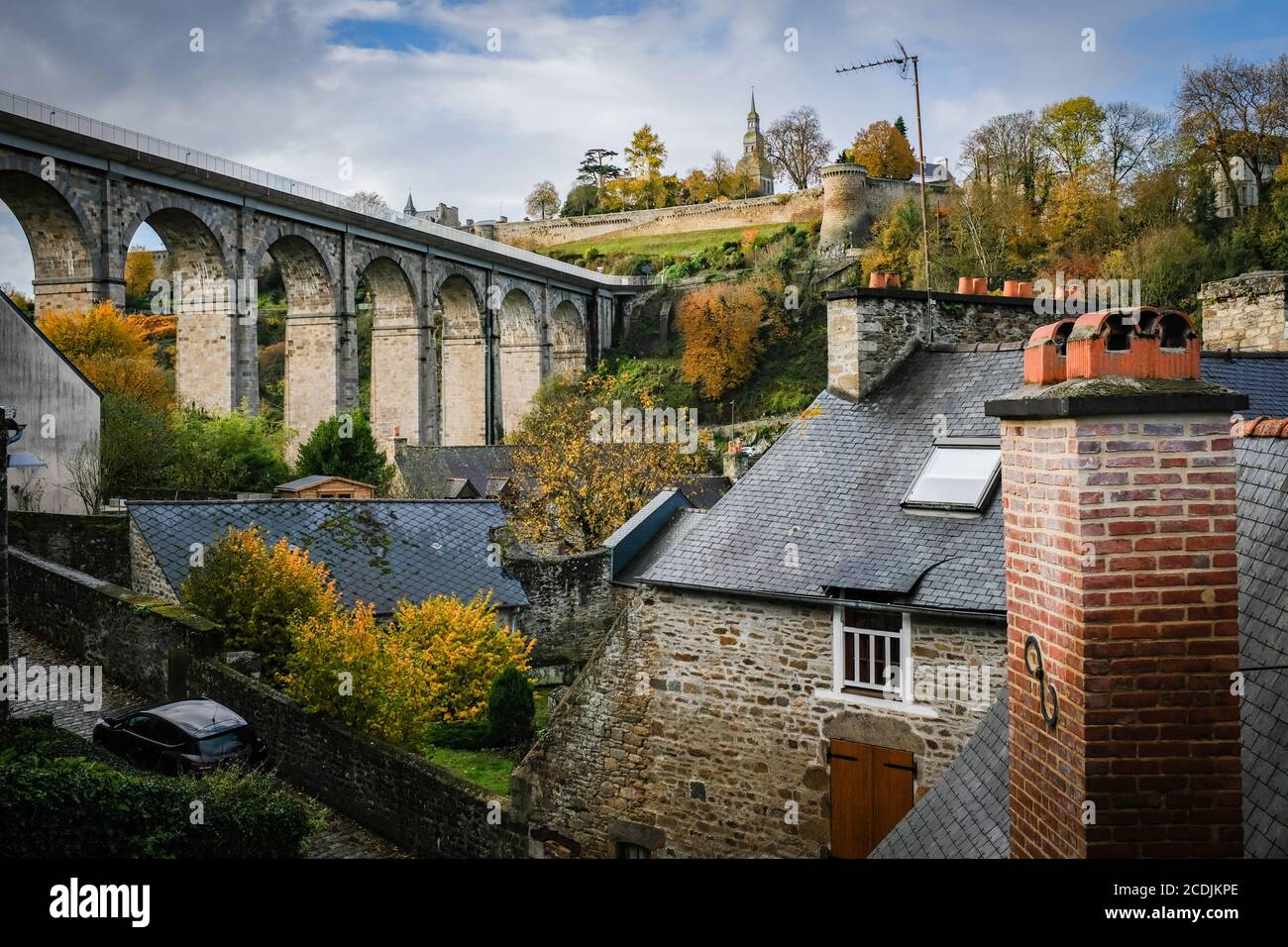 The Port de Dinan Lanvallay Viaduct, Dinan, Brittany, France. Stock Photo