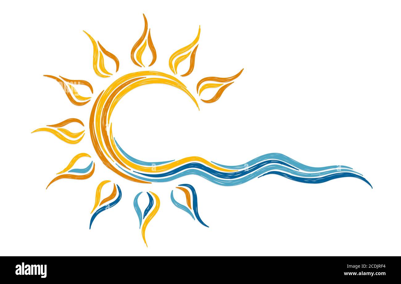 Sun symbol with a wave drawn with a pencil Stock Vector Image & Art - Alamy