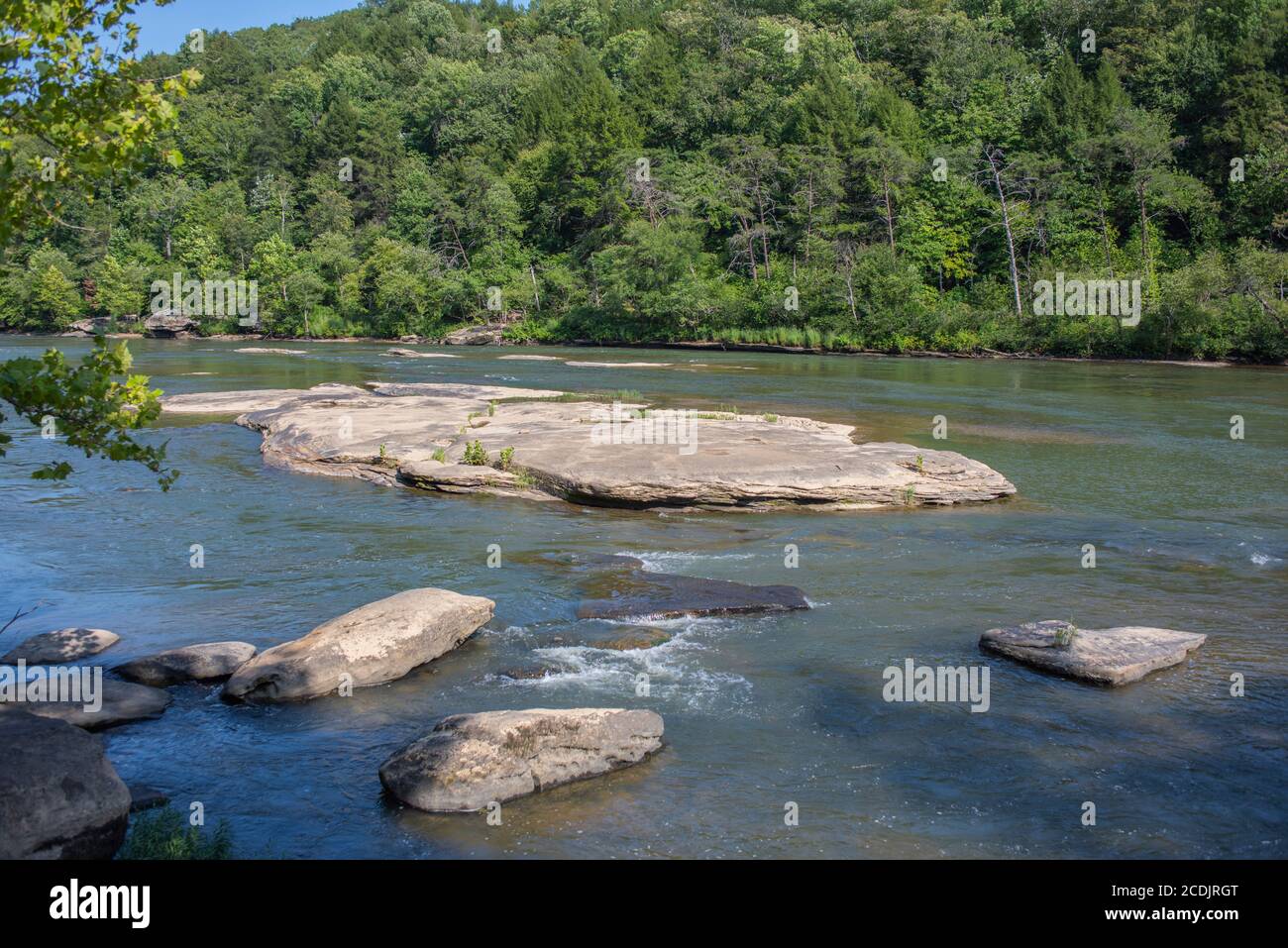 The scenic Cumberland River above Cumberland Falls in Kentucky Stock Photo