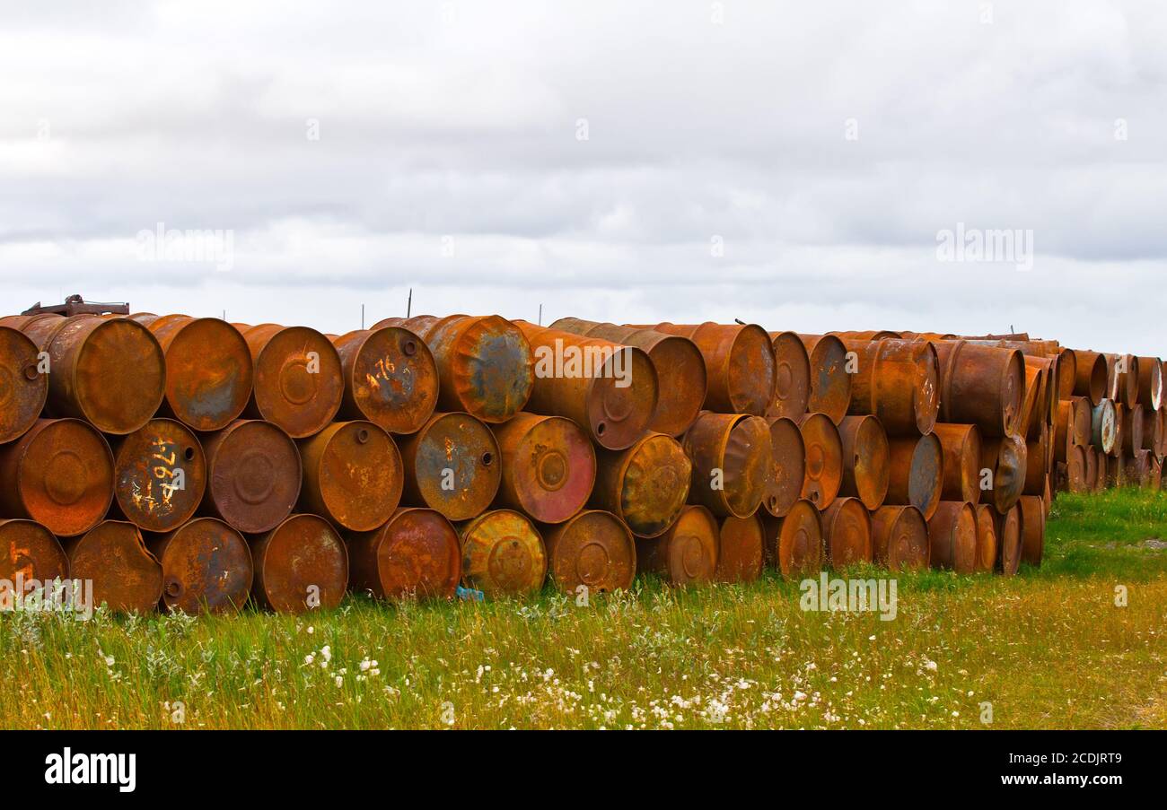 the thrown barrels Stock Photo