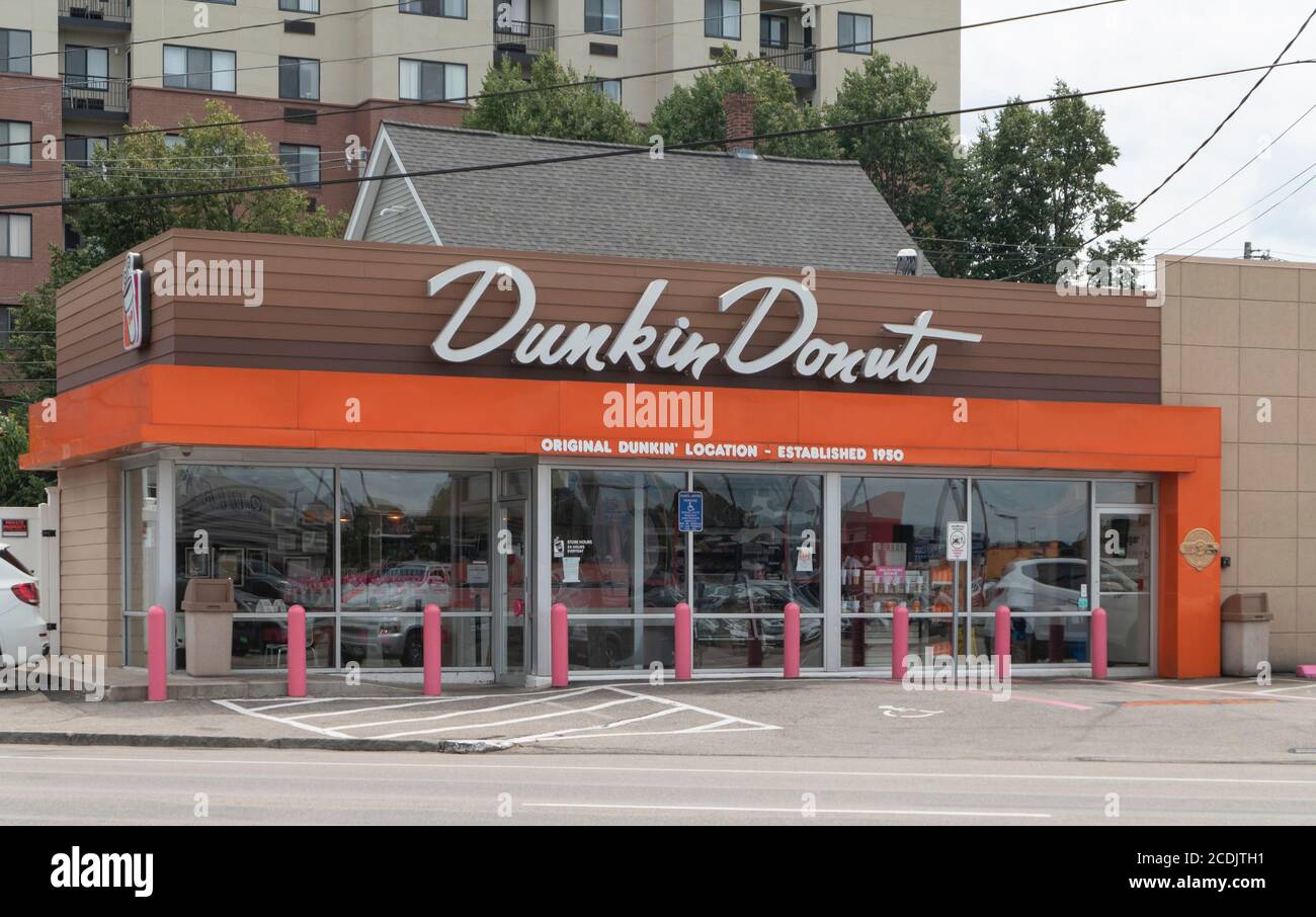 The original Dunkin Donuts on Route 3A in Quincy Massachusetts USA Stock Photo