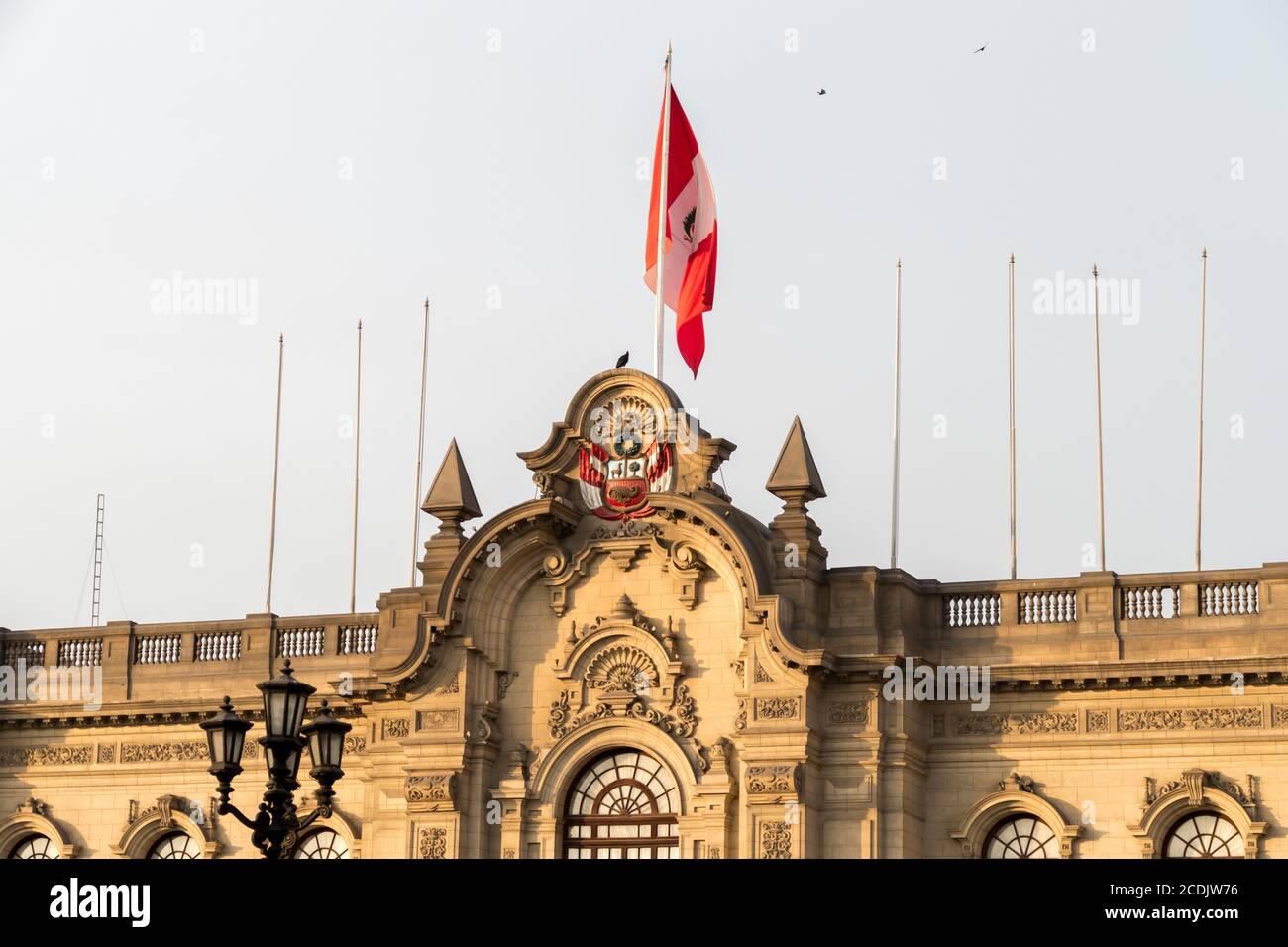 Lima, Peru - october 11, 2018: Facade of president palace in central square of Lima, Peru Stock Photo