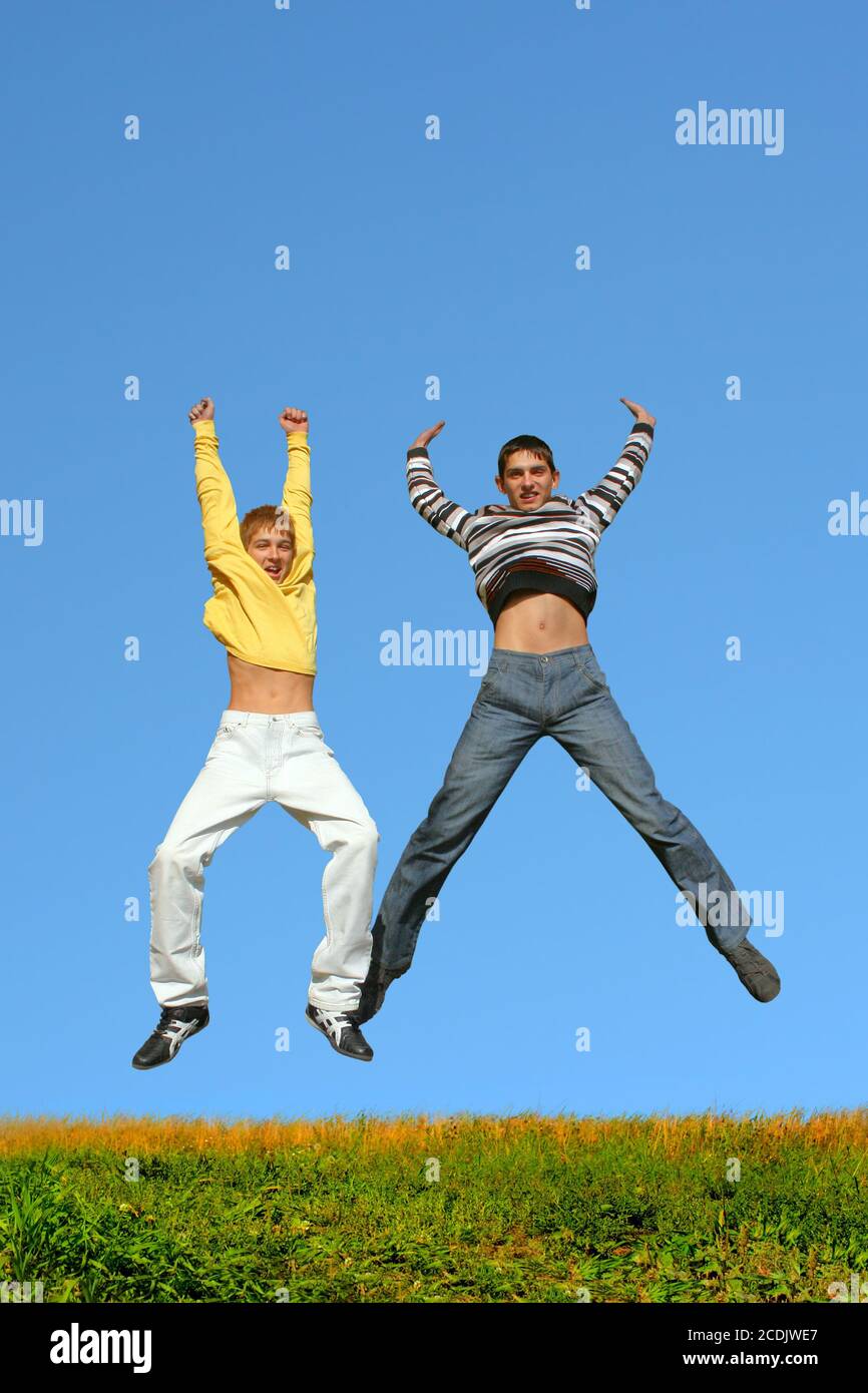 boys jumping Stock Photo